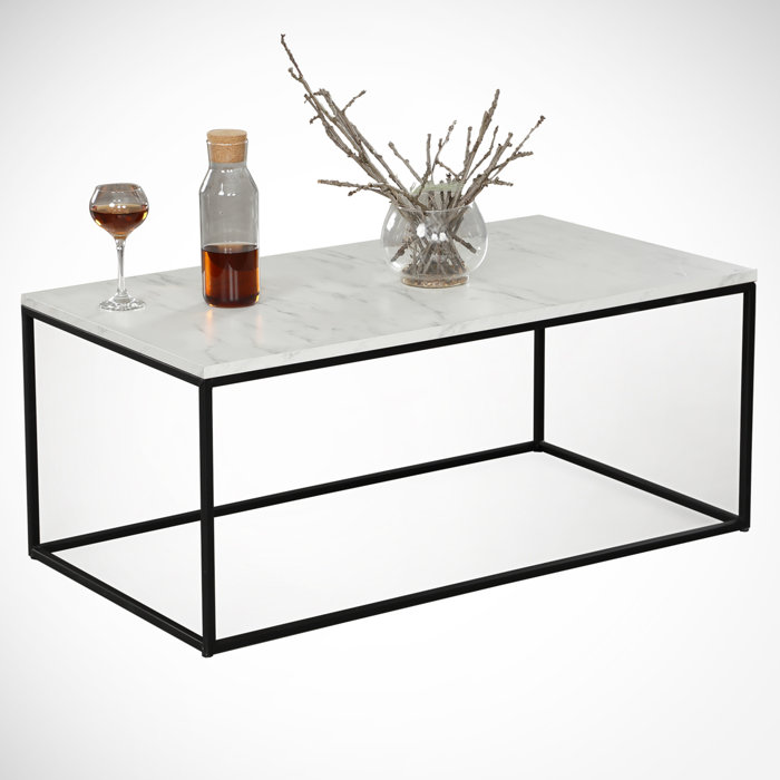 Latitude Run® Cosco Frame Rectangle Coffee Table White Marble & Reviews Wayfair